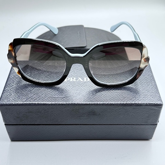 Prada Accessories - Prada PR 16US HERITAGE KHROA7 Black Azure Spotted Brown Sunglasses
